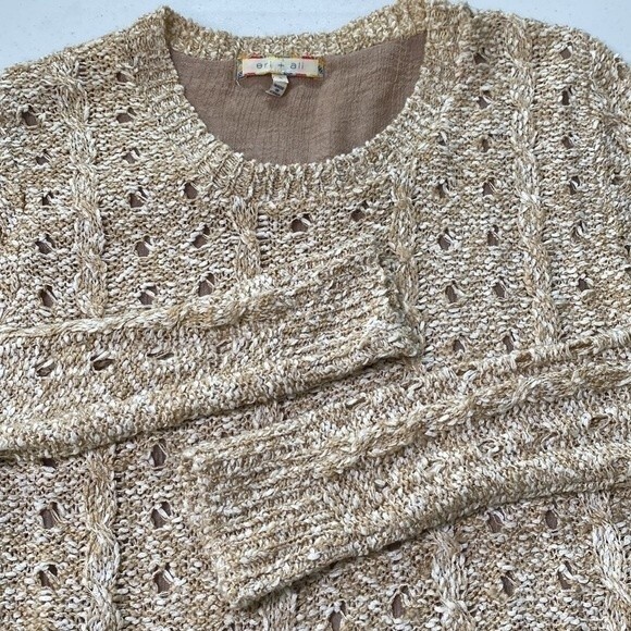 Anthropologie Eri + Ali Ruffle Mixed Media Sweater Layer Long Sleeve Loose Knit - Picture 14 of 16